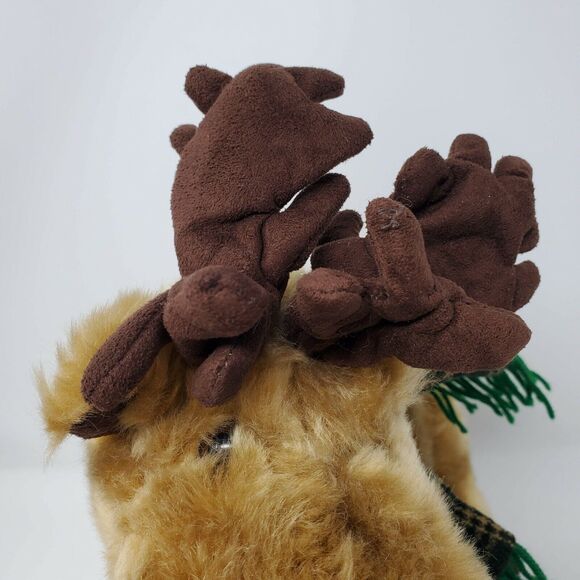 Dan Dee 13" Plush Stuffed Animal Moose Brown Scarf Green Blue Plaid Wilderness - Picture 3 of 7